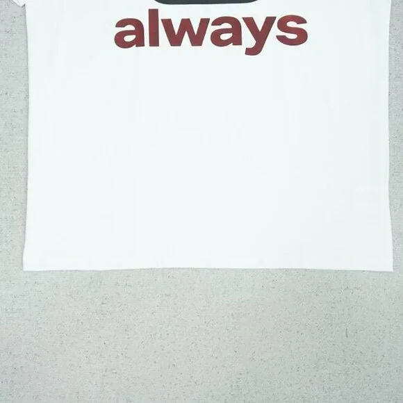 Always Branded White Simple Logo Short Sleeve T Shirt